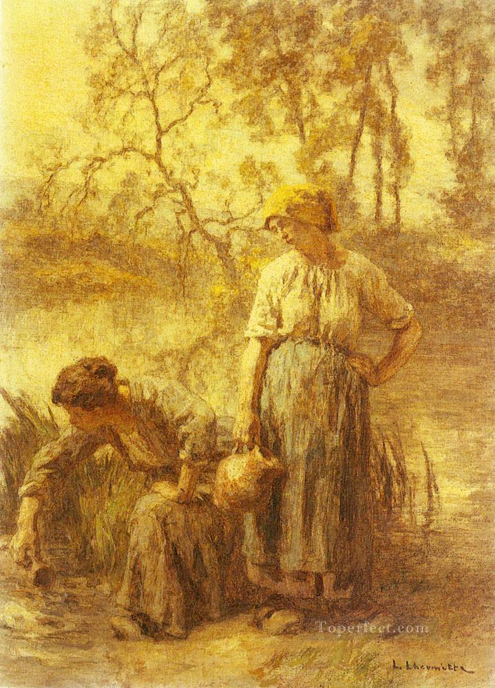 Puiseuses D eau rural scenes peasant Leon Augustin Lhermitte Oil Paintings